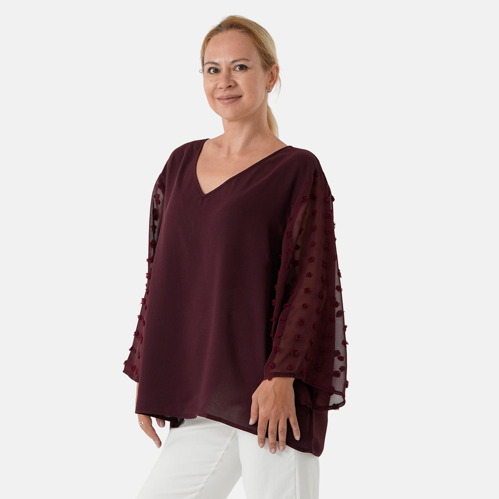 & Maisi Patterned Blouse (Size - Large) - Red_8579824_2