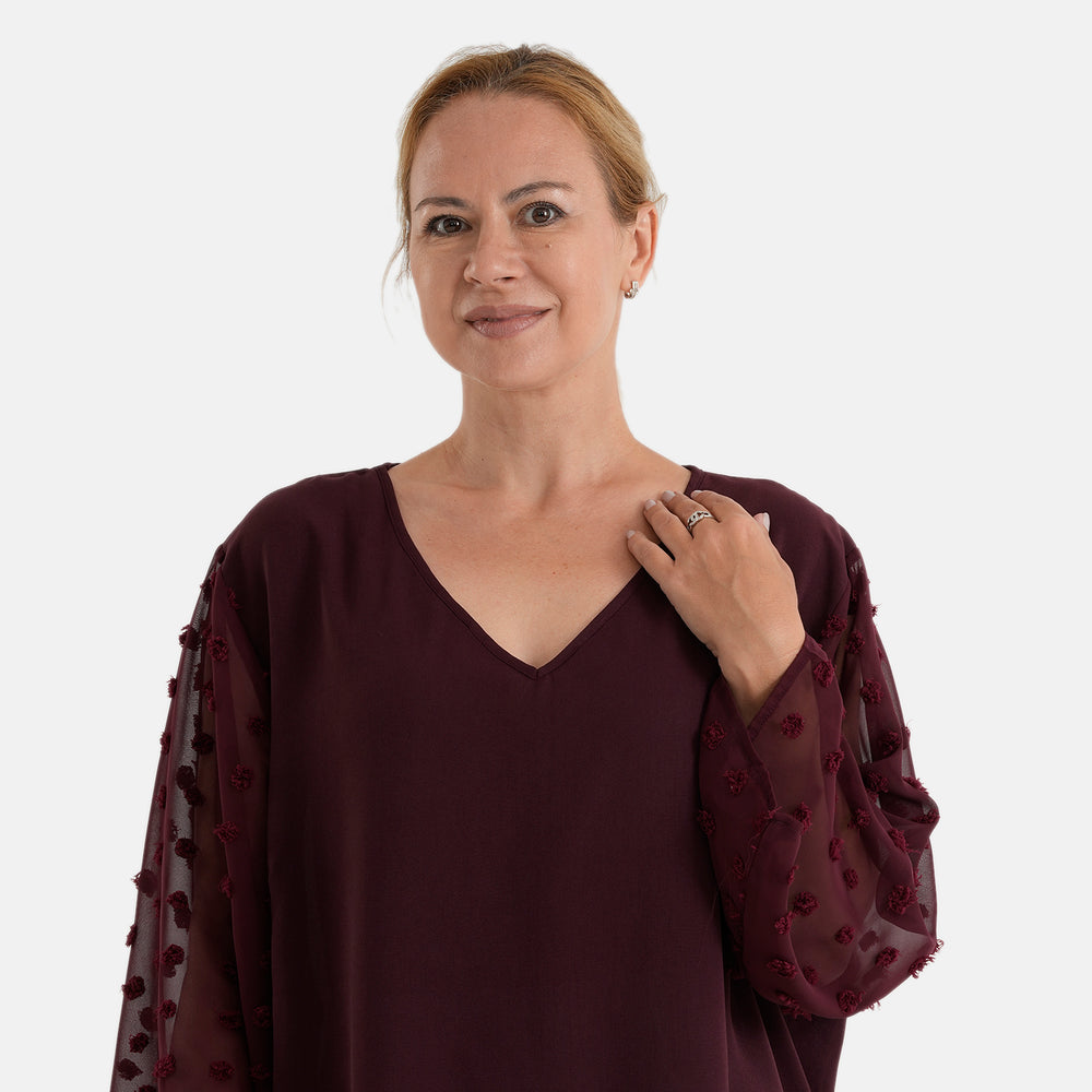 & Maisi Patterned Blouse (Size - Large) - Red_8579824_4