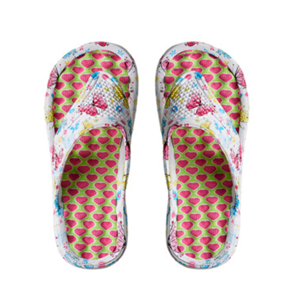 Closeout Ladies Multi-Colour Heart Print Platform Flip Flops (Size 4) - White_8584634_1