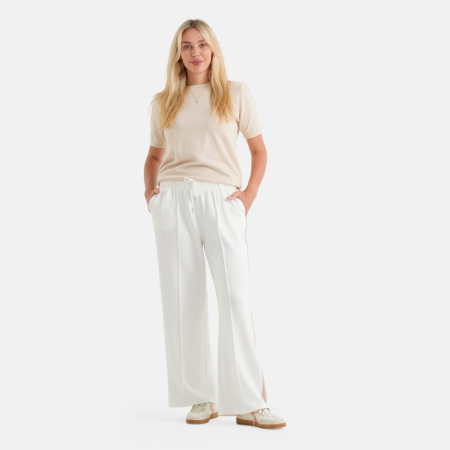 & Maisi Wide Leg Casual Trousers (Size L, 16-18) - White_8587344