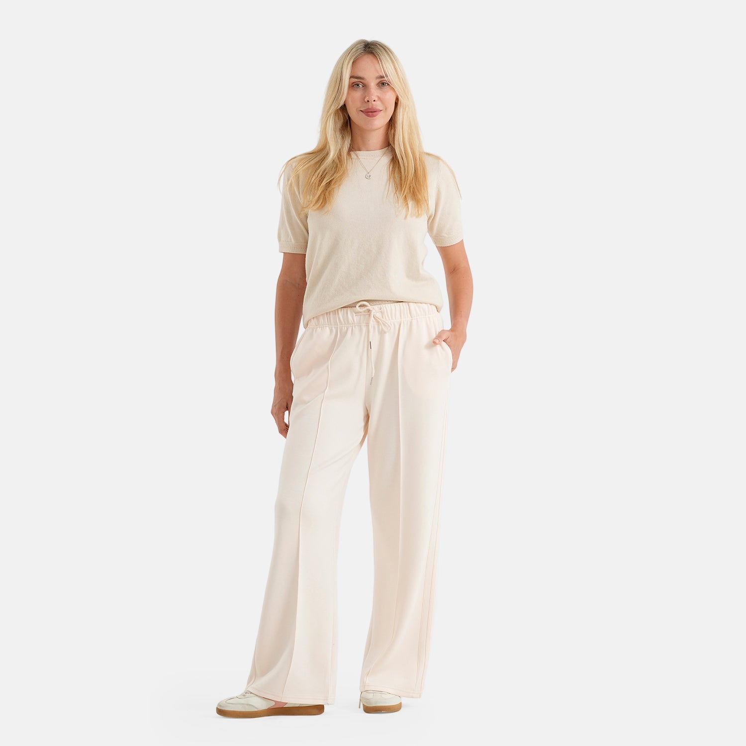 & Maisi Wide Leg Casual Trousers (Size XL, 20-22) - Beige_8587368