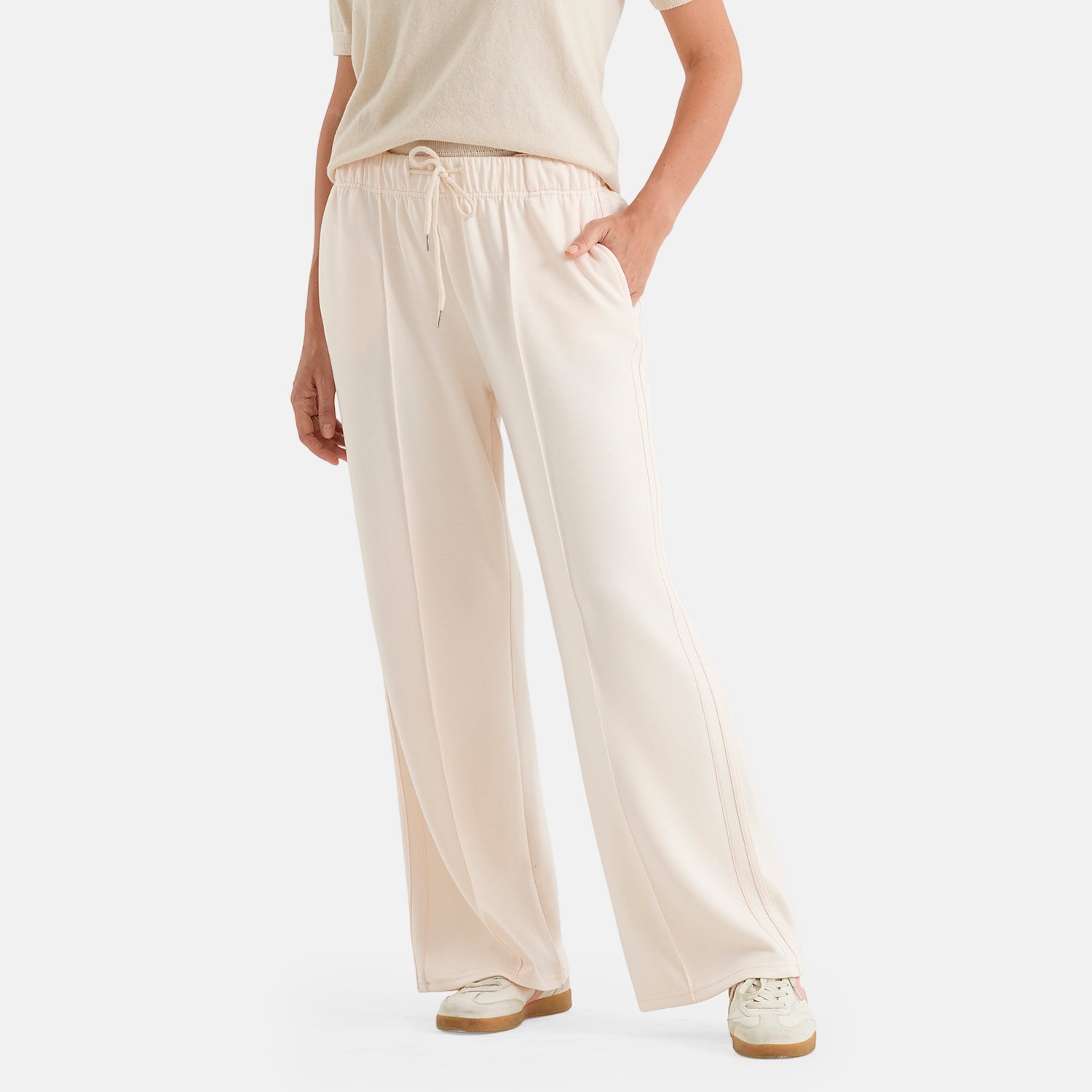 & Maisi Wide Leg Casual Trousers (Size XL, 20-22) - Beige_8587368_1