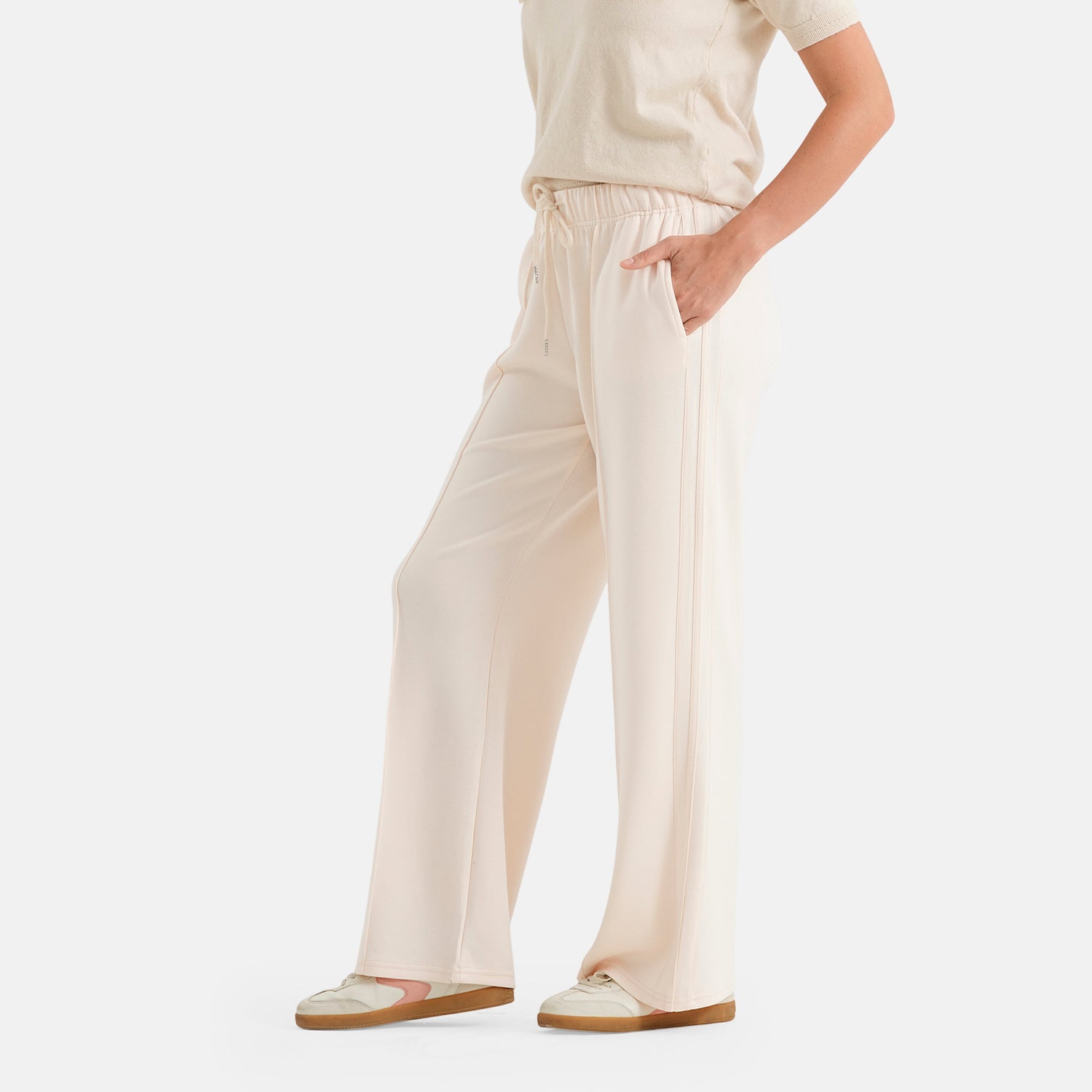 & Maisi Wide Leg Casual Trousers (Size XL, 20-22) - Beige_8587368_3