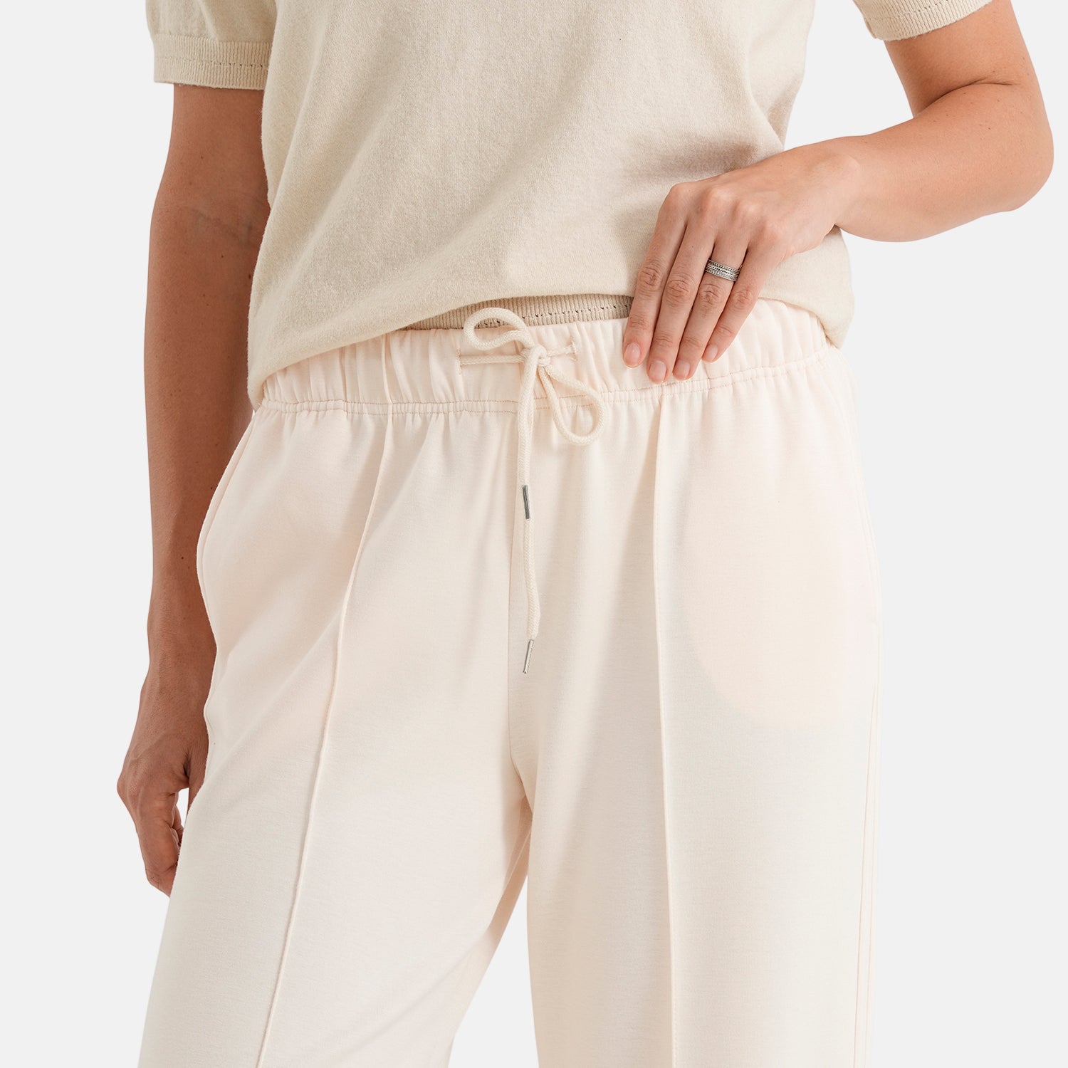 & Maisi Wide Leg Casual Trousers (Size XL, 20-22) - Beige_8587368_4
