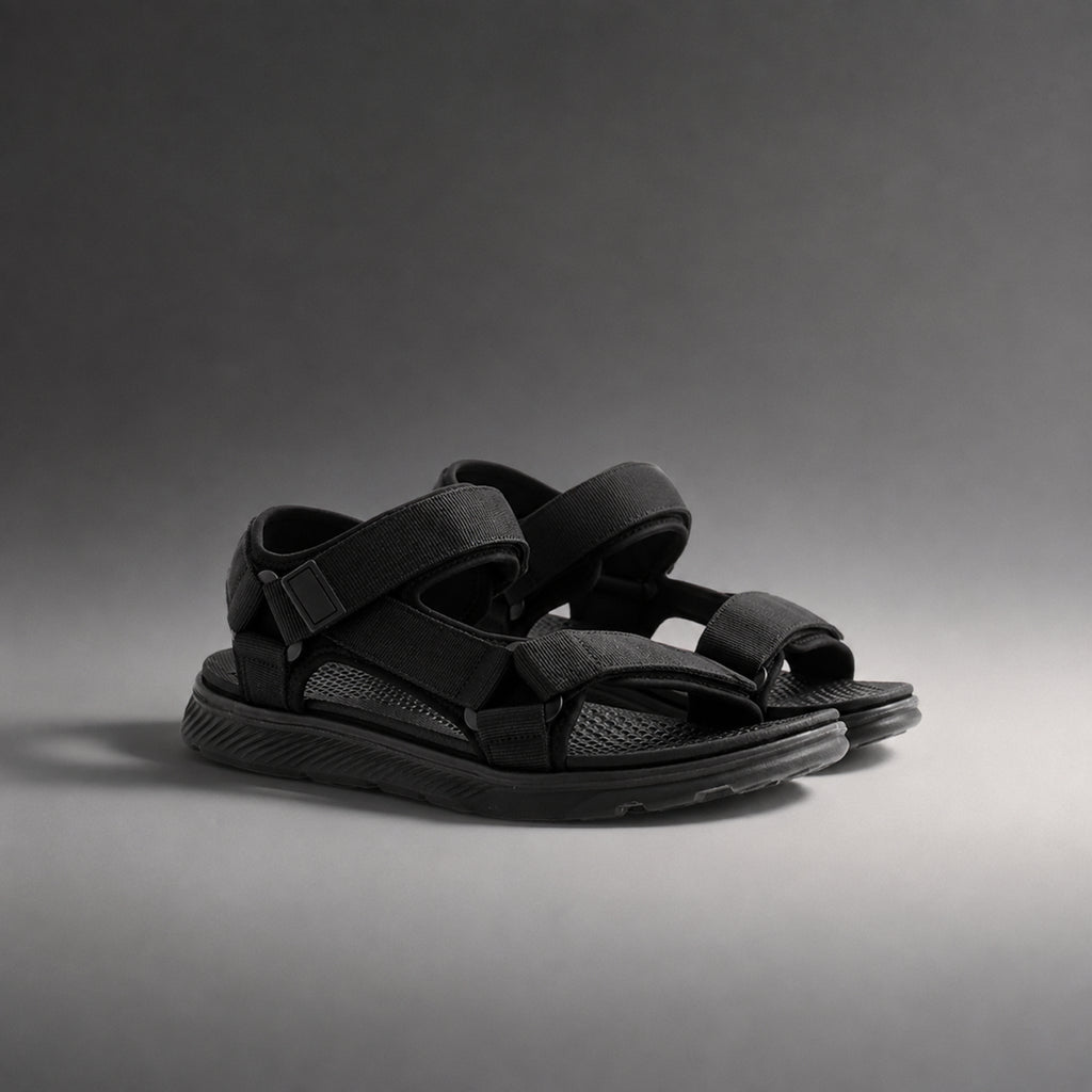 Dr. Keller Trek Multi-Strap Adjustable Hook And Loop Sport Utility Walking Sandals (Size 12) - Black_8589544