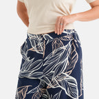 & Maisi Viscose Wide Leg Printed Trousers (Size S, Fit 8 To 10) - Navy Blue & Cream_8589599_5