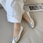 Spot On Ladies Leather Collection Bow Trim with Tassel Ballerinas (Size 3) - Silver_8591442_1