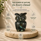 Bliss & Beyond Hand Carved Natural Labradorite Gemstone Owl Figurine (6-6.5cm) - Dark Green_8594748_2