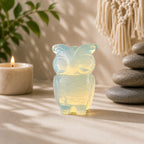 Bliss & Beyond Hand Carved Natural Opolite Gemstone Owl Figurine (6-6.5cm) - Light Blue_8594750_1