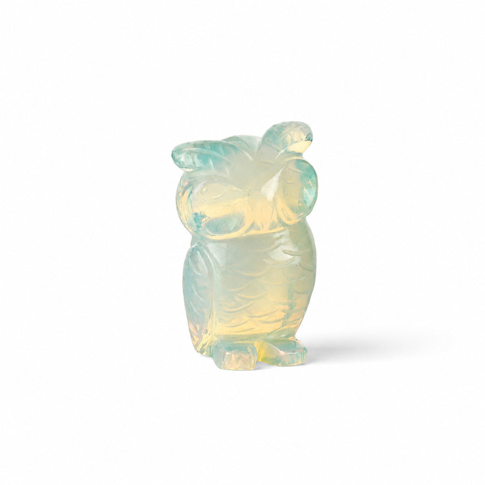 Bliss & Beyond Hand Carved Natural Opolite Gemstone Owl Figurine (6-6.5cm) - Light Blue_8594750_3
