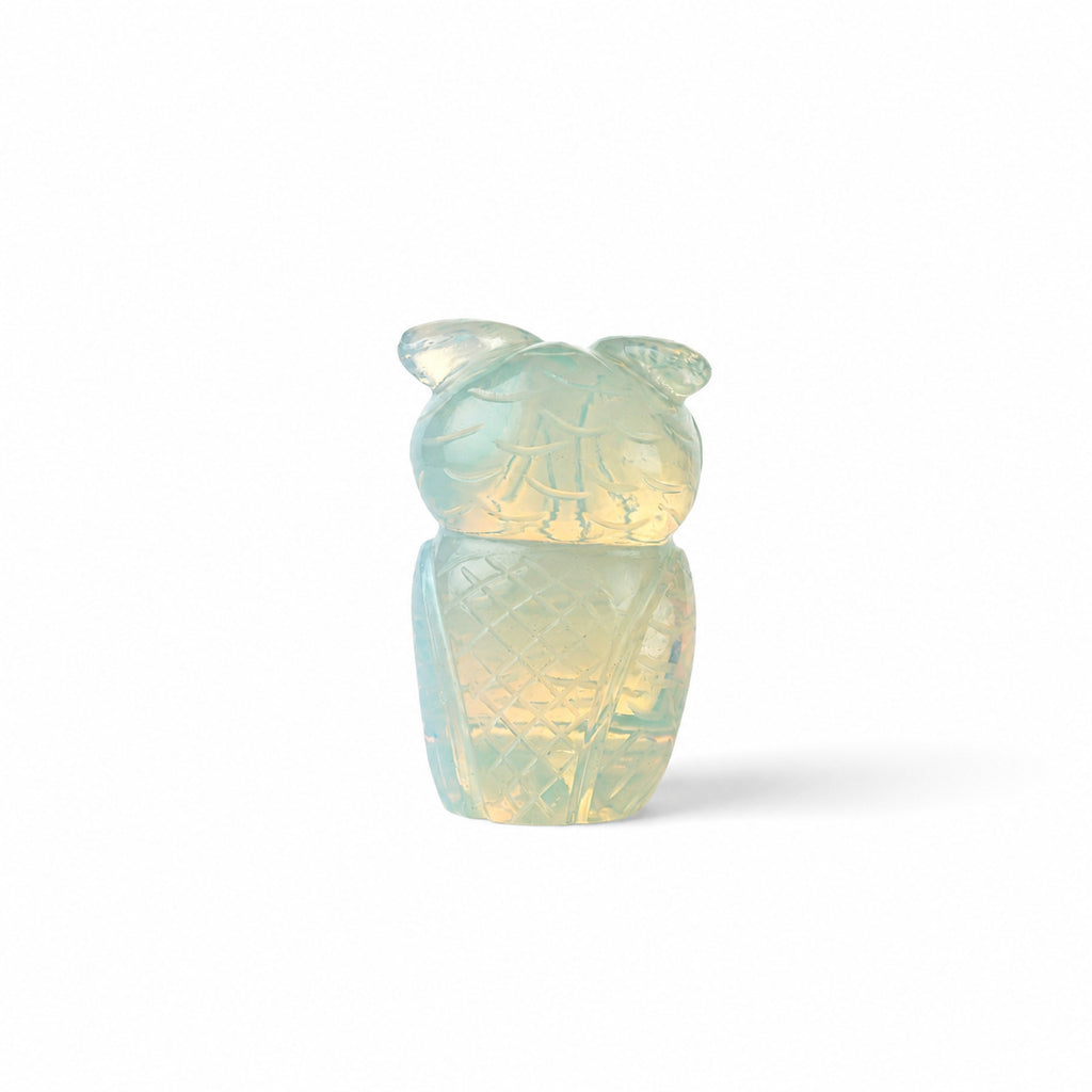 Bliss & Beyond Hand Carved Natural Opolite Gemstone Owl Figurine (6-6.5cm) - Light Blue_8594750_5