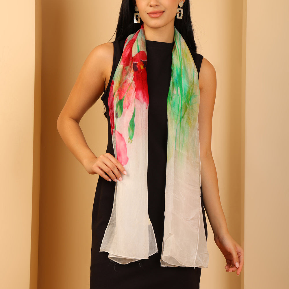 IW Special Mulberry Silk Scarf (Size - One Size) - Red Multi_8621252