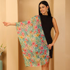 100% Mulberry Silk Leaf Multi-colour Digital Print Scarf (50X175 Cm) - Green_8621306_3