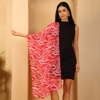 100% Mulberry Silk Abstract Multi-colour Digital Print Scarf (50X175 Cm) - Orange_8621309_2