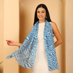 100% Mulberry Silk Zebra Multi-colour Digital Print Scarf (50X175 Cm) - Pastel Stripe_8621310_2
