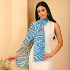 100% Mulberry Silk Zebra Multi-colour Digital Print Scarf (50X175 Cm) - Pastel Stripe_8621310_3