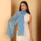100% Mulberry Silk Zebra Multi-colour Digital Print Scarf (50X175 Cm) - Pastel Stripe_8621310_4