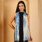 100% Mulberry Silk Butterfly Multi-colour Digital Print Scarf (50X175 Cm) -White_8621313