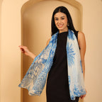 100% Mulberry Silk Butterfly Multi-colour Digital Print Scarf (50X175 Cm) -White_8621313_2