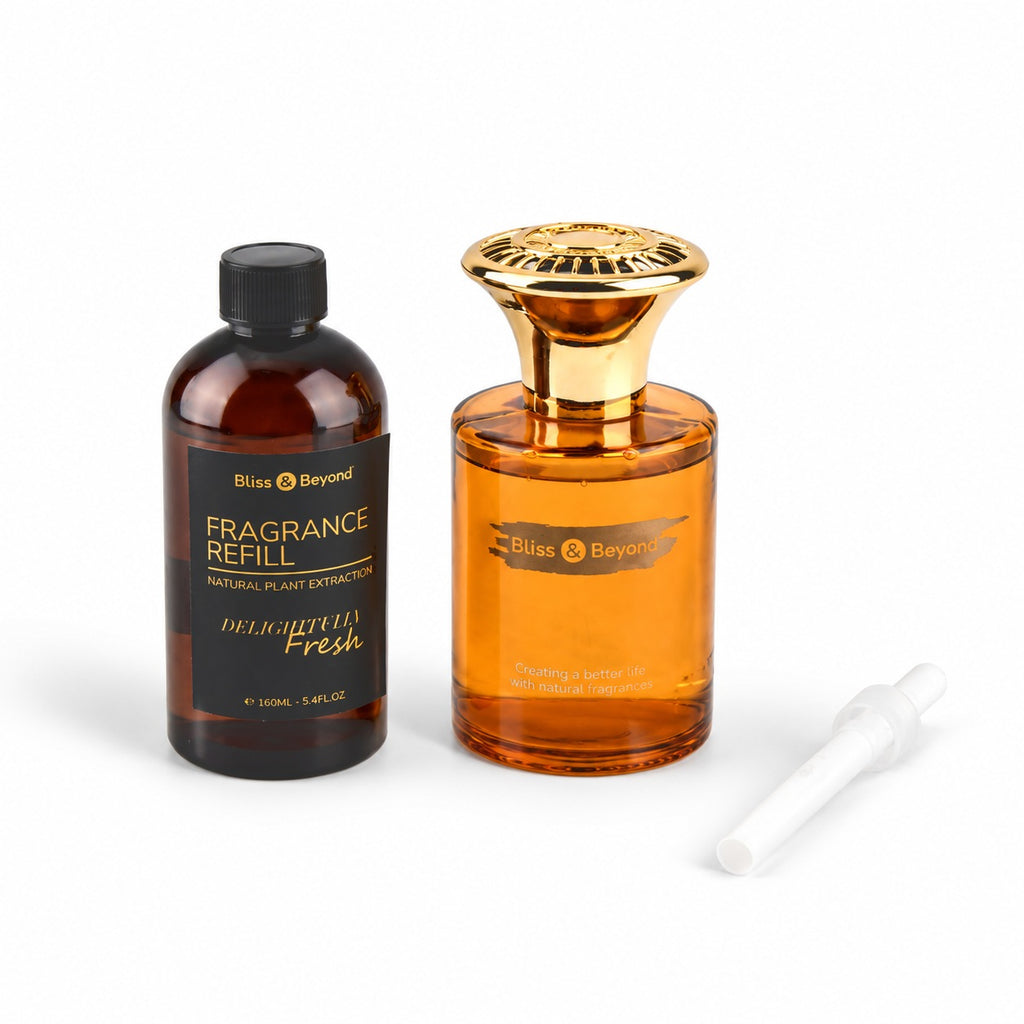 Bliss & Beyond Premium Jasmine Air Freshener with 160ml Bottle & 160ml Refill Set - Gold_8621877