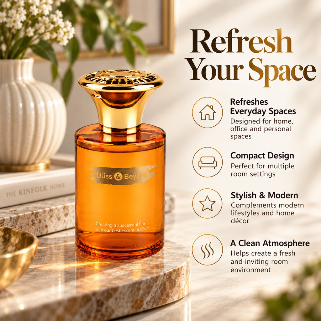 Bliss & Beyond Premium Jasmine Air Freshener with 160ml Bottle & 160ml Refill Set - Gold_8621877_2