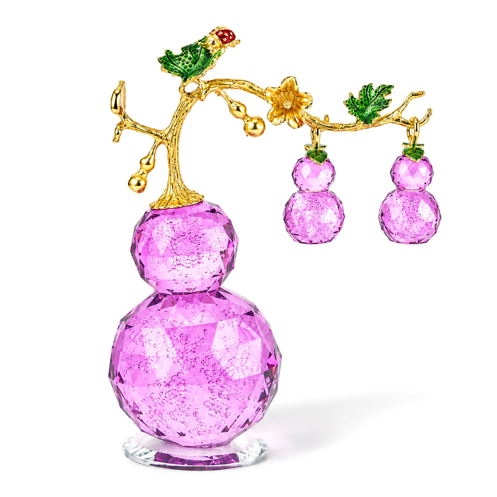 Bliss & Beyond Crystal Glass Gourd Motifs with Metallic Floral Branching Tabletop Ornament - Purple_8624765