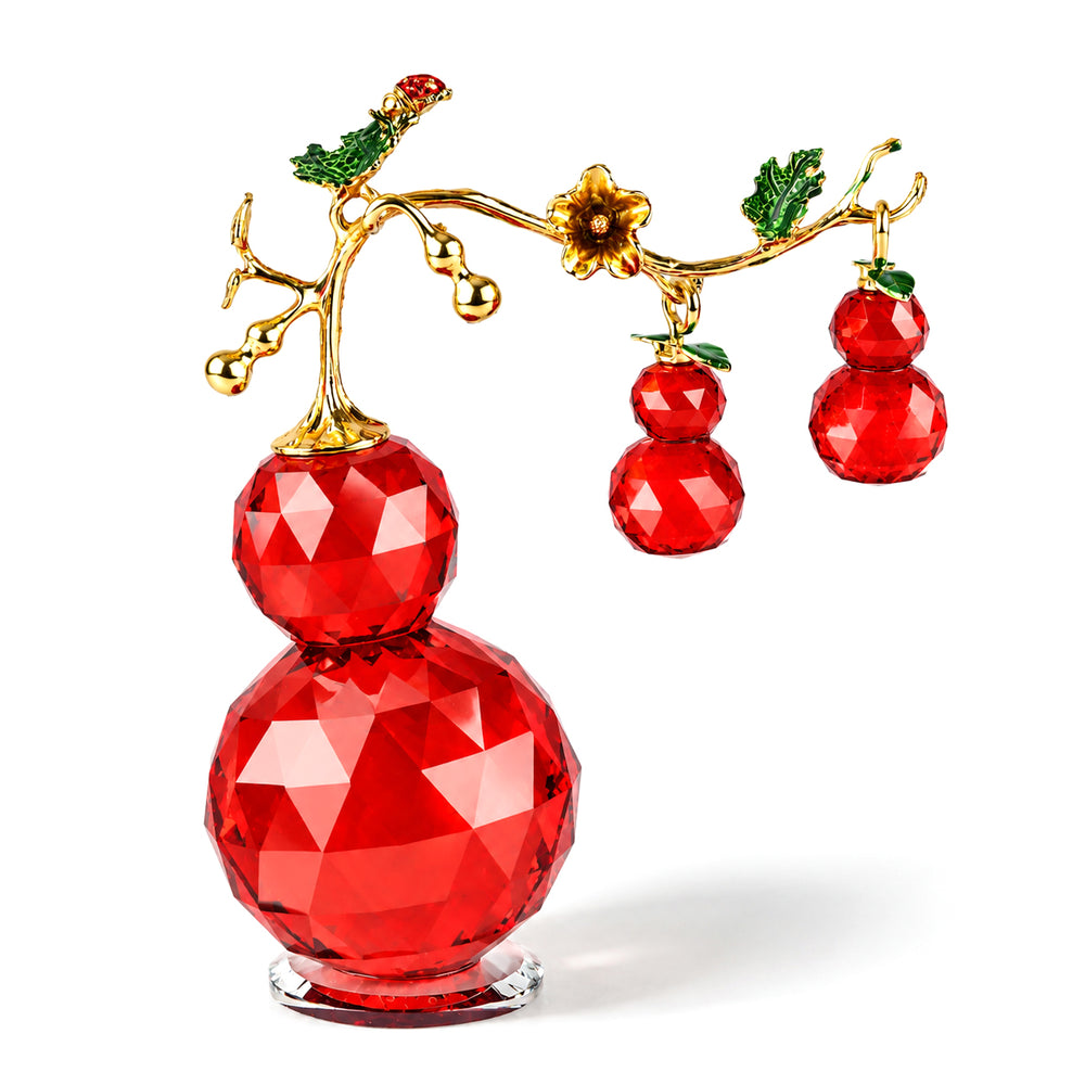 Bliss & Beyond Crystal Glass Gourd Motifs with Metallic Floral Branching Tabletop Ornament - Red_8624766
