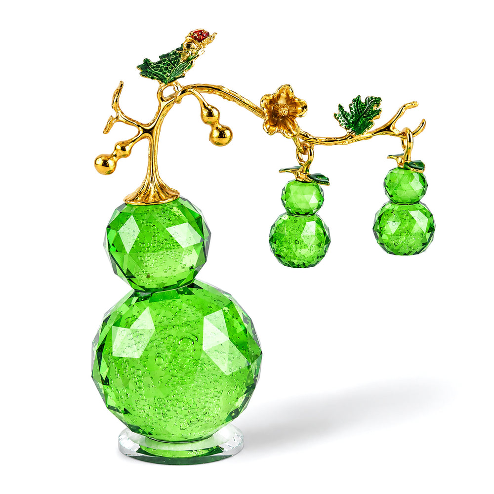 Bliss & Beyond Crystal Glass Gourd Motifs with Metallic Floral Branching Tabletop Ornament - Green_8624769