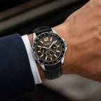 Sekonda Quartz Watch with a Black Dial and a Black Leather Strap in a 46mm Silver Alloy Case with 5 ATM 1917_8627003_1