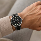 Sekonda Quartz Watch with a Black Dial and a Black Leather Strap in a 40mm Silver Alloy Case with 3 ATM 30098_8627842_1