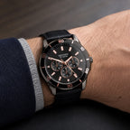 Sekonda Quartz Watch with a Black Dial and a Black Leather Strap in a 47mm Black Alloy Case with 5 ATM 30026_8627908_1