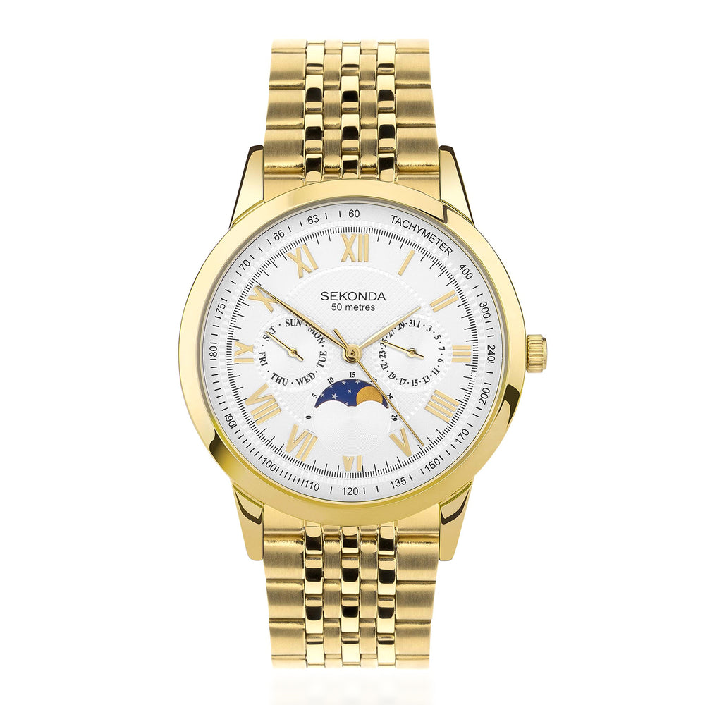 Sekonda Quartz Watch with a White Dial and a Gold Stainless Steel Strap in a 42mm Gold Alloy Case with 5 ATM 30228_8627952_2
