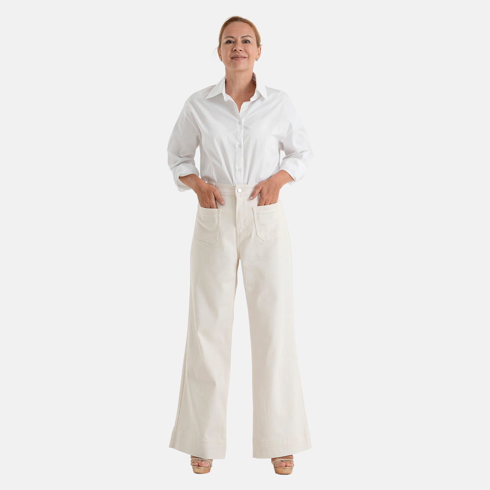 & Maisi Cotton Patterned Jean and Pant/Trouser (Size - 12) - Beige_8638171