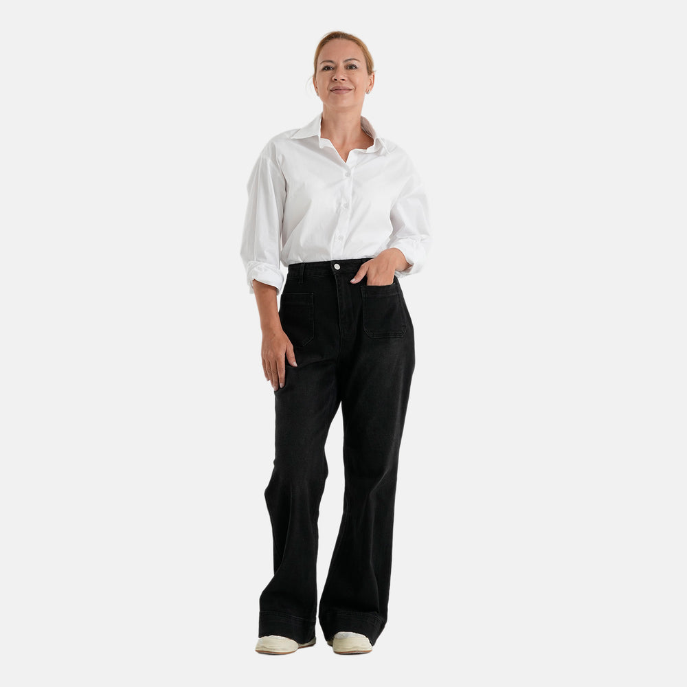 & Maisi Cotton Patterned Jean and Pant/Trouser (Size - 12) - Black_8638172