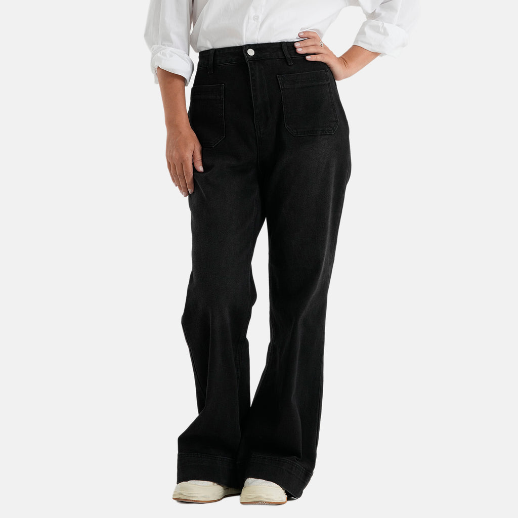 & Maisi Cotton Patterned Jean and Pant/Trouser (Size - 12) - Black_8638172_1