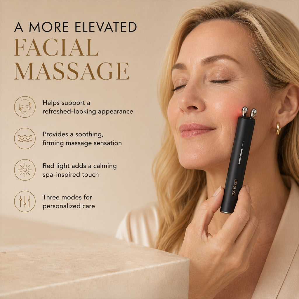 "Beauluxe SJ25 Facial massager                                            Color: host: black, LOGO: Gold                                              Product Size: 26×17×123 mm Material: Stainless ste_8643584_2