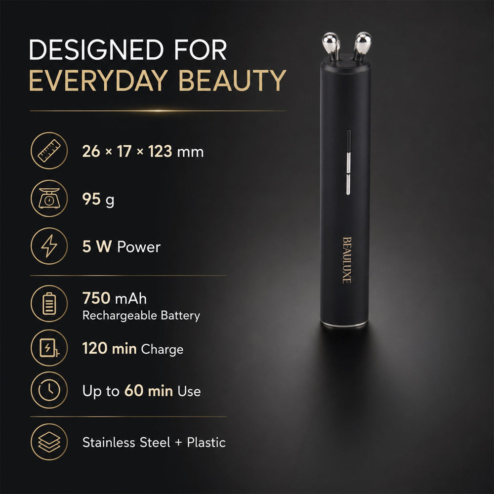 "Beauluxe SJ25 Facial massager                                            Color: host: black, LOGO: Gold                                              Product Size: 26×17×123 mm Material: Stainless ste_8643584_4