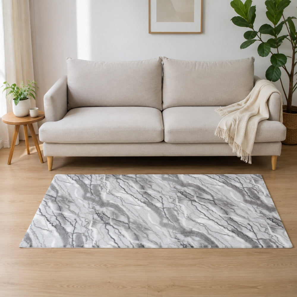 Bliss & Beyond Marble Rug and Door Mat (Size 180x1 cm) - Silver_8645605