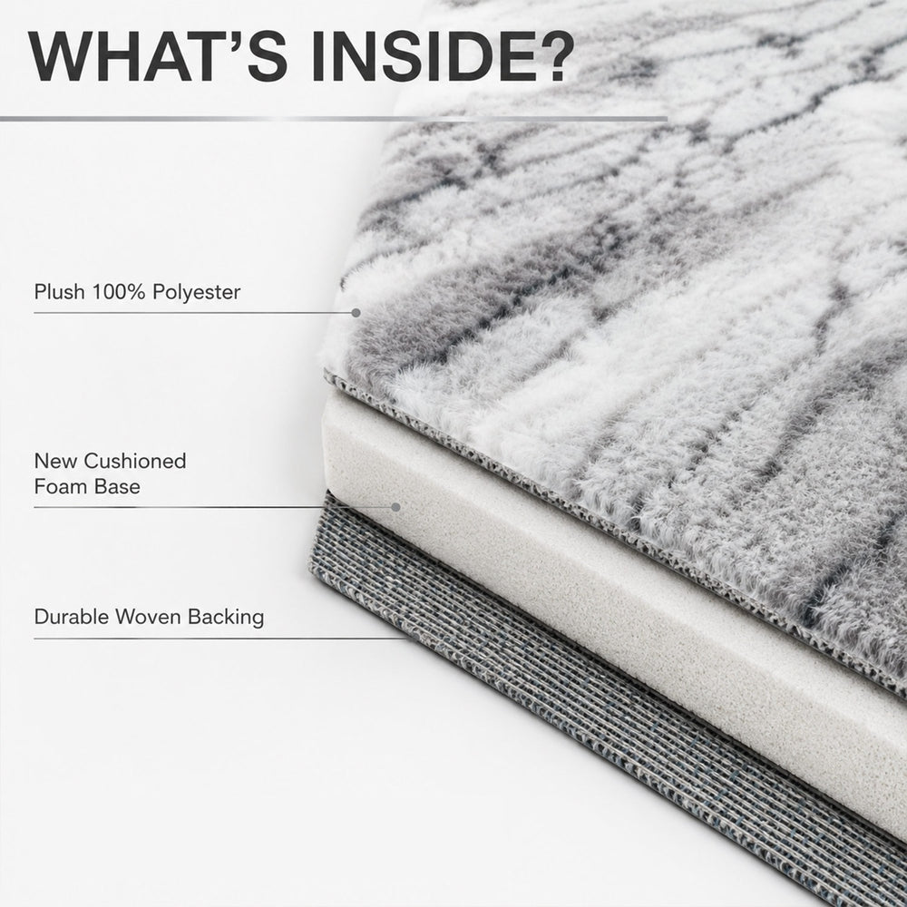 Bliss & Beyond Marble Rug and Door Mat (Size 180x1 cm) - Silver_8645605_3