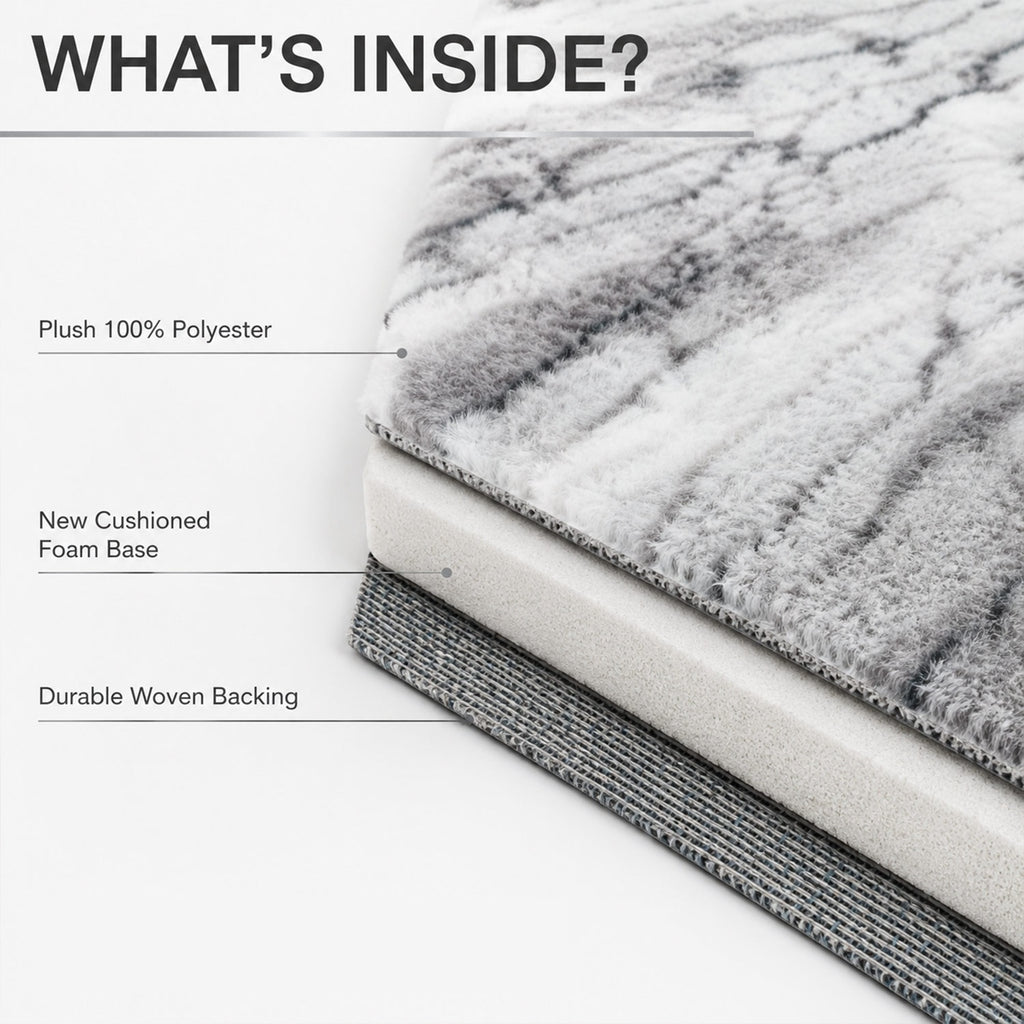 Bliss & Beyond Marble Rug and Door Mat (Size 180x1 cm) - Silver_8645605_3