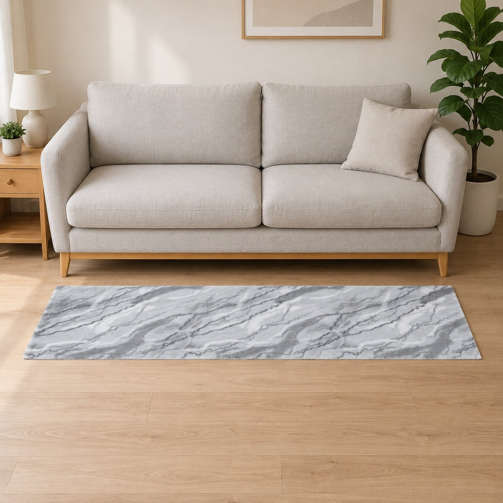 Bliss & Beyond Marble Rug and Door Mat (Size 180x1 cm) - Silver_8645607
