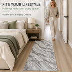 Bliss & Beyond Marble Rug and Door Mat (Size 180x1 cm) - Silver_8645607_1