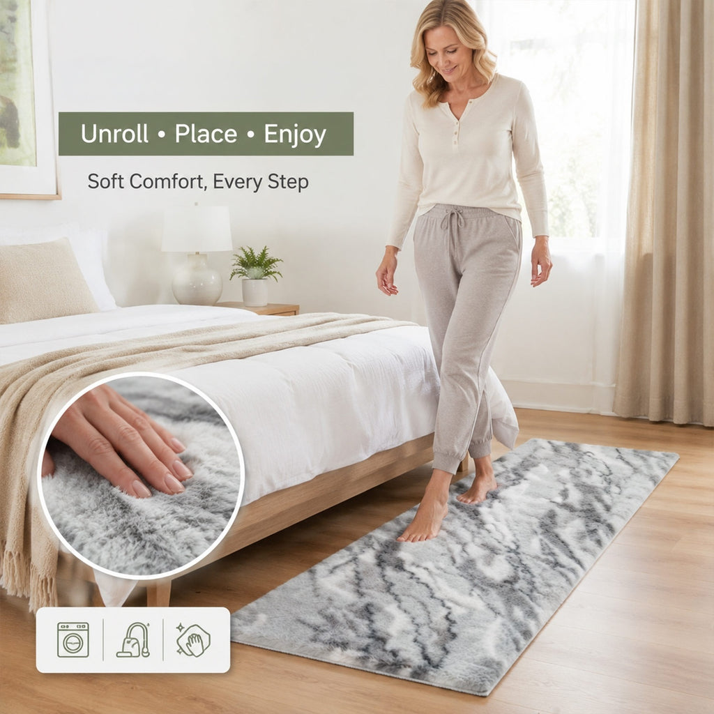 Bliss & Beyond Marble Rug and Door Mat (Size 180x1 cm) - Silver_8645607_2