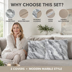 Bliss & Beyond Pack of 2 Marble Faux Fur Reversible Cushion Covers - Grey_8645613_5