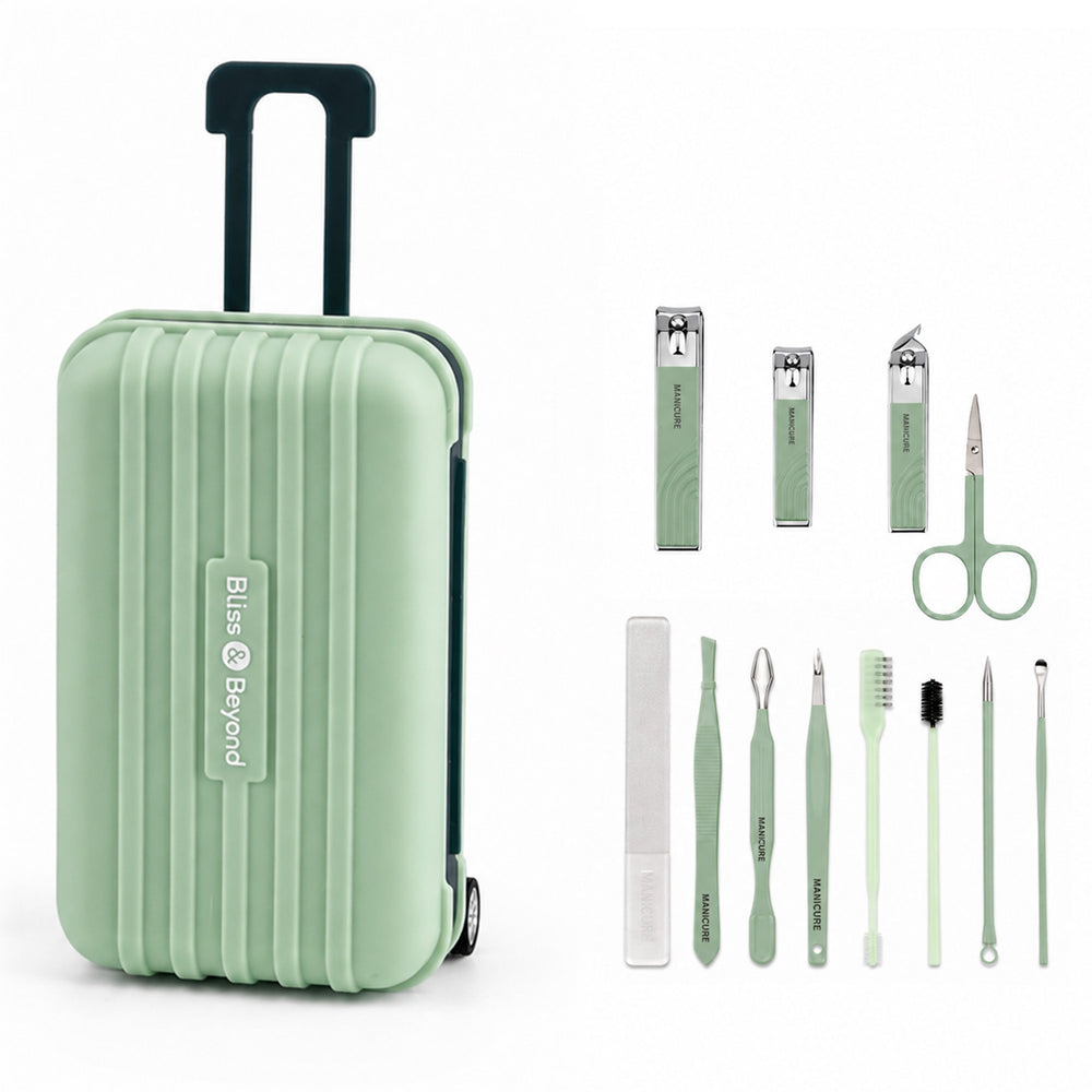 Bliss & Beyond 12pc Mini Travel Case Nail Kit-Light Green                                             Size: 12*8*4.5cm                                                             Material: Plastic + S_8666315
