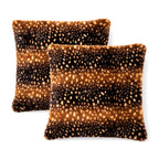 Bliss & Beyond 2-Piece Reversible Deer Print Faux Fur Cushion Covers - Brown_8676623_1