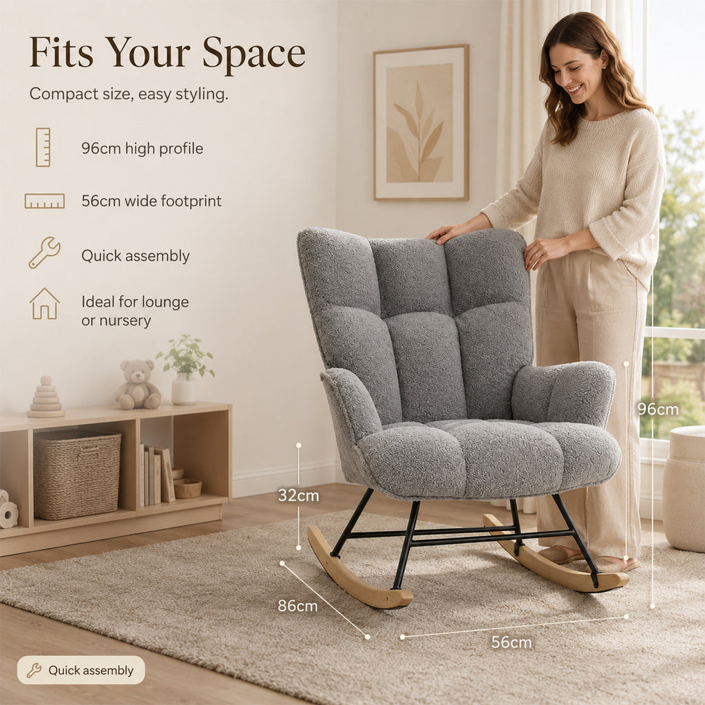 Alivio Comfortable Rocking Armchair - Grey_8676878_3