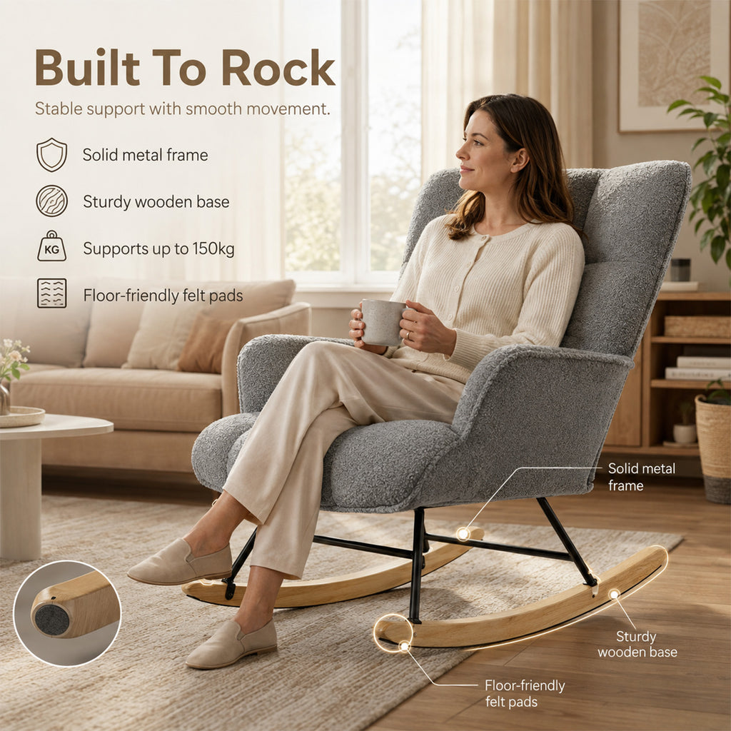 Alivio Comfortable Rocking Armchair - Grey_8676878_4