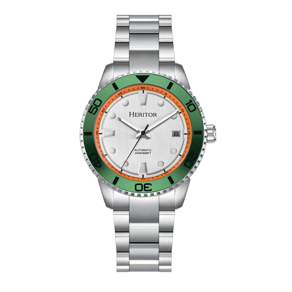 Heritor Automatic Bexley Automatic Japanese 8215 Miyota Watch with a White Dial and a Silver Stainless Steel Strap in a 40mm Silver Stainless Steel Case with 20 ATM Water Resistance HERHS4501_8679791