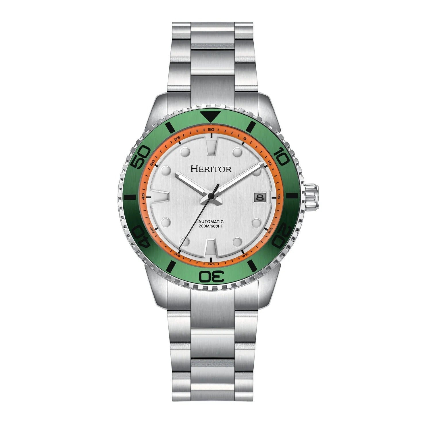 Heritor Automatic Bexley Automatic Japanese 8215 Miyota Watch with a White Dial and a Silver Stainless Steel Strap in a 40mm Silver Stainless Steel Case with 20 ATM Water Resistance HERHS4501_8679791